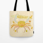 Cancer the surfy crab zodiac retro surf art by surfy birdy Tote Bag Gallery Image 1