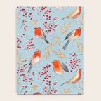 Cute red Robin birds and berries blue winter Notebook Gallery Image 4