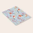 Cute red Robin birds and berries blue winter Notebook Gallery Image 2
