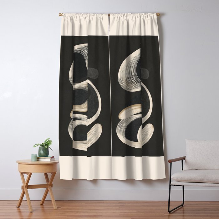 Monochrome Flow - Abstract Line Movement Window Curtain Gallery Image 5