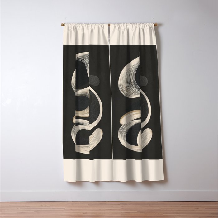 Monochrome Flow - Abstract Line Movement Window Curtain Gallery Image 3