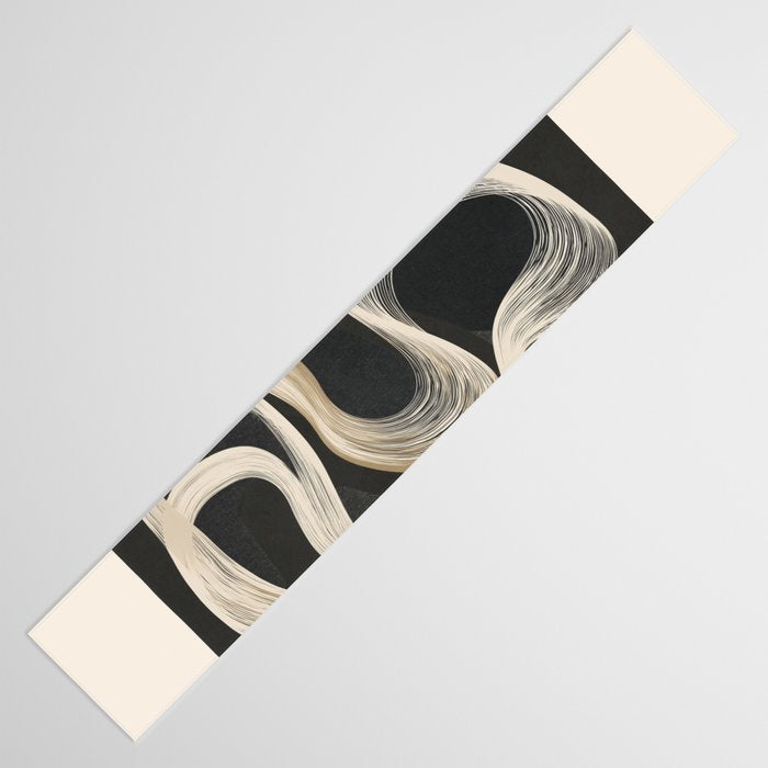 Monochrome Flow - Abstract Line Movement Table Runner Gallery Image 3