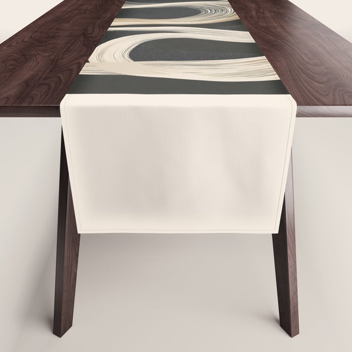 Monochrome Flow - Abstract Line Movement Table Runner Gallery Image 1