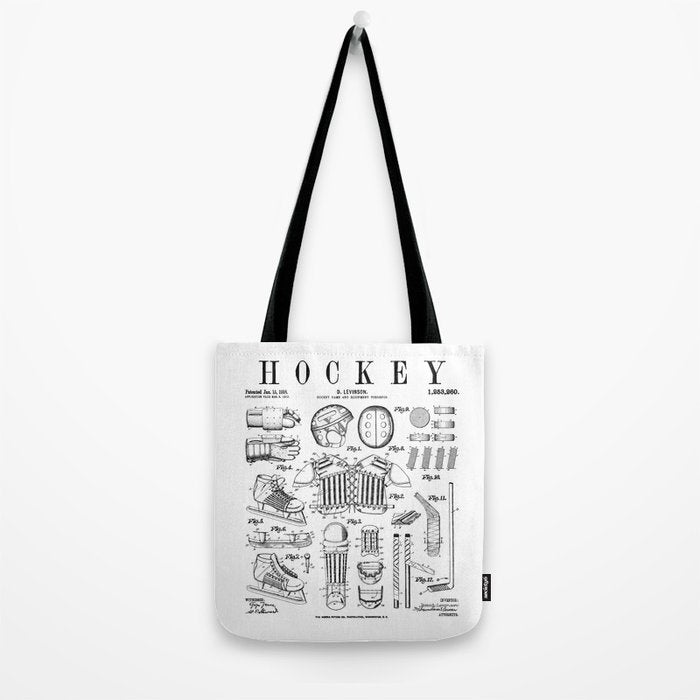 Ice Hockey Player Winter Sport Vintage Patent Print Tote Bag Gallery Image 2