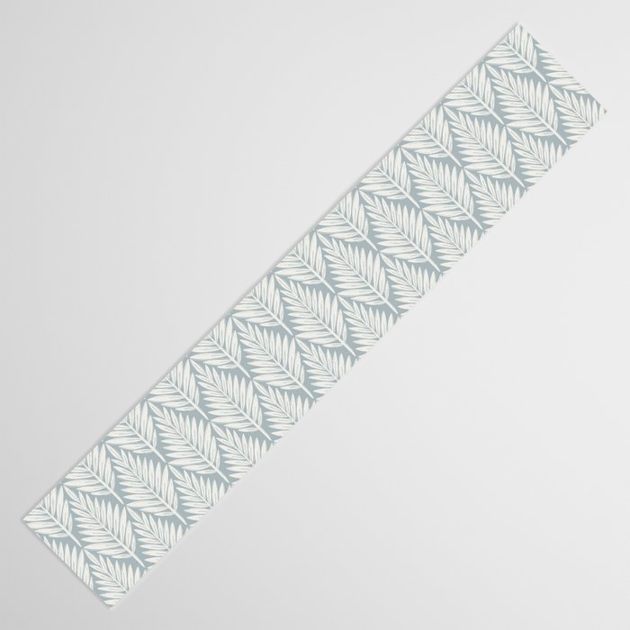 Linocut Palm Leaves . Coastal Blue Table Runner Gallery Image 3