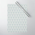 Linocut Palm Leaves . Coastal Blue Wrapping Paper Gallery Image 1