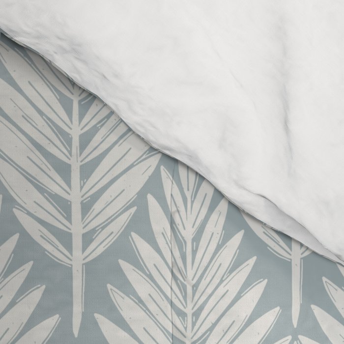 Linocut Palm Leaves . Coastal Blue Comforter Gallery Image 4