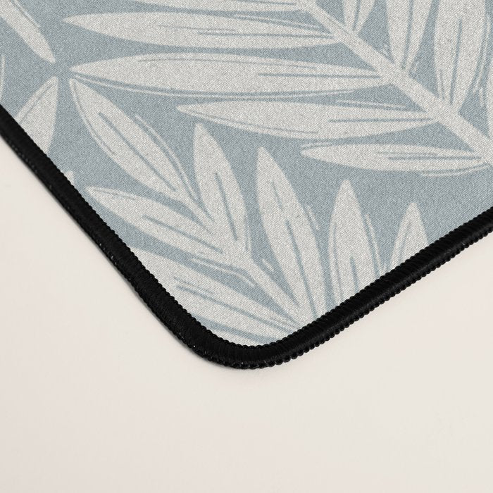 Linocut Palm Leaves . Coastal Blue Desk Mat Gallery Image 4