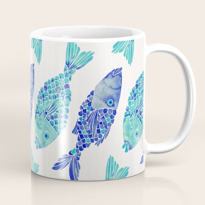 Indonesian Fish Duo - Navy & Turquoise Palette Coffee Mug Gallery Image 1