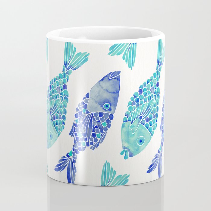 Indonesian Fish Duo - Navy & Turquoise Palette Coffee Mug Gallery Image 4