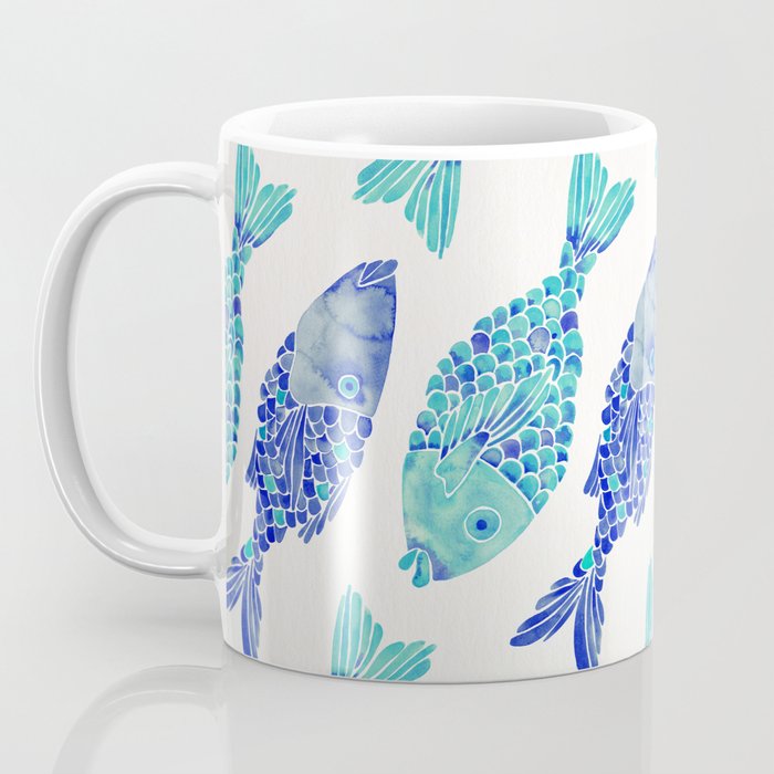 Indonesian Fish Duo - Navy & Turquoise Palette Coffee Mug Gallery Image 3