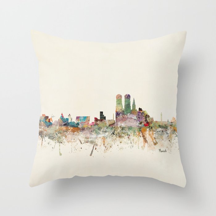 munich germany skyline Throw Pillow Gallery Image 1