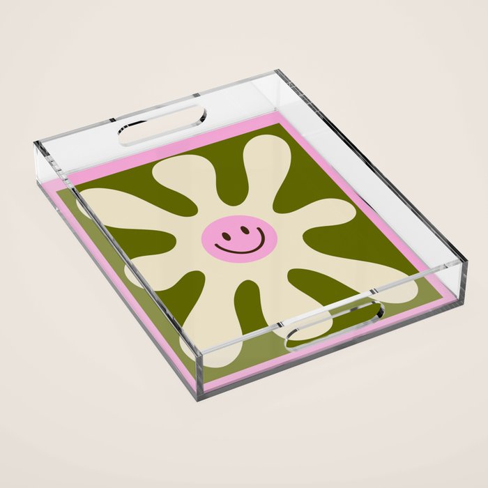 Retro Flower Vintage 70s Groovie Acrylic Tray Gallery Image 1