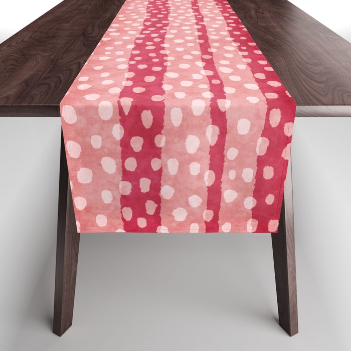 Dotted stripes - Red & pink Table Runner Gallery Image 1