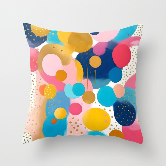 Good Days, Fun Abstract Celebration, Happiness Enjoy Confetti Party, Celebrate Polka Dots Shapes Random Quirky, Eclectic Bohemian Contemporary Throw Pillow Gallery Image 6