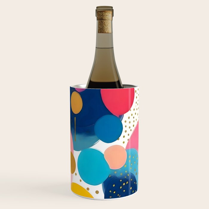 Good Days, Fun Abstract Celebration, Happiness Enjoy Confetti Party, Celebrate Polka Dots Shapes Random Quirky, Eclectic Bohemian Contemporary Wine Chiller Gallery Image 3