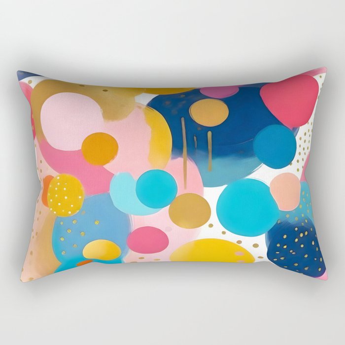 Good Days, Fun Abstract Celebration, Happiness Enjoy Confetti Party, Celebrate Polka Dots Shapes Random Quirky, Eclectic Bohemian Contemporary Rectangular Pillow Gallery Image 1
