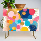 Good Days, Fun Abstract Celebration, Happiness Enjoy Confetti Party, Celebrate Polka Dots Shapes Random Quirky, Eclectic Bohemian Contemporary Credenza Gallery Image 1