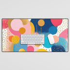 Good Days, Fun Abstract Celebration, Happiness Enjoy Confetti Party, Celebrate Polka Dots Shapes Random Quirky, Eclectic Bohemian Contemporary Desk Mat Gallery Image 1