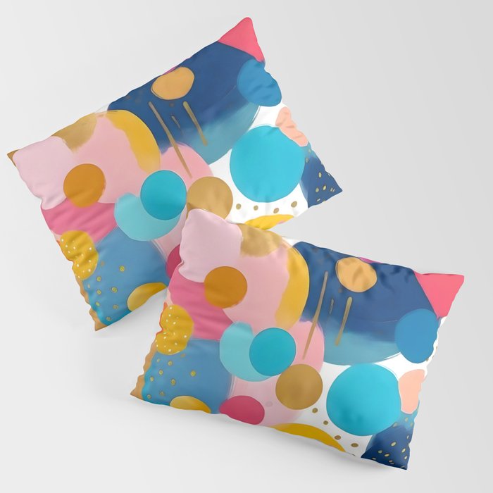 Good Days, Fun Abstract Celebration, Happiness Enjoy Confetti Party, Celebrate Polka Dots Shapes Random Quirky, Eclectic Bohemian Contemporary Pillow Sham Gallery Image 1