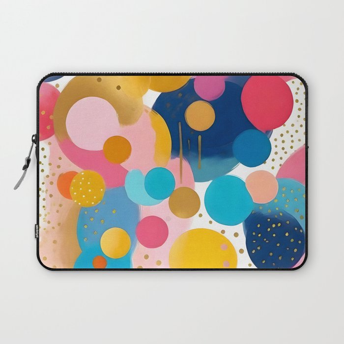 Good Days, Fun Abstract Celebration, Happiness Enjoy Confetti Party, Celebrate Polka Dots Shapes Random Quirky, Eclectic Bohemian Contemporary Laptop Sleeve Gallery Image 1
