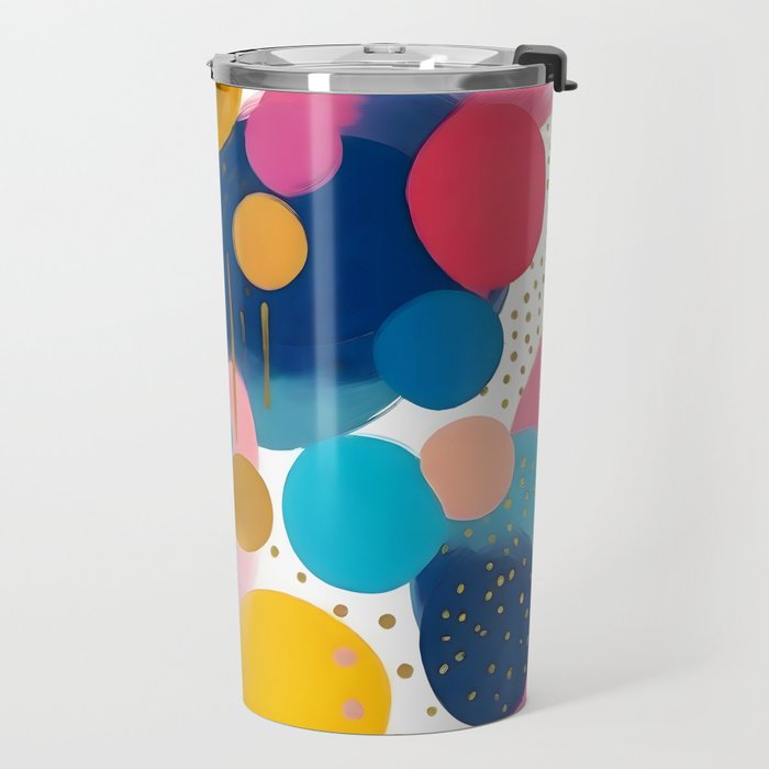 Good Days, Fun Abstract Celebration, Happiness Enjoy Confetti Party, Celebrate Polka Dots Shapes Random Quirky, Eclectic Bohemian Contemporary Travel Mug Gallery Image 2