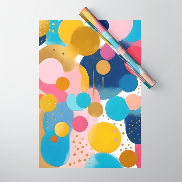 Good Days, Fun Abstract Celebration, Happiness Enjoy Confetti Party, Celebrate Polka Dots Shapes Random Quirky, Eclectic Bohemian Contemporary Wrapping Paper Gallery Image 1