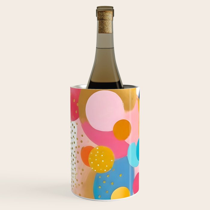 Good Days, Fun Abstract Celebration, Happiness Enjoy Confetti Party, Celebrate Polka Dots Shapes Random Quirky, Eclectic Bohemian Contemporary Wine Chiller Gallery Image 2