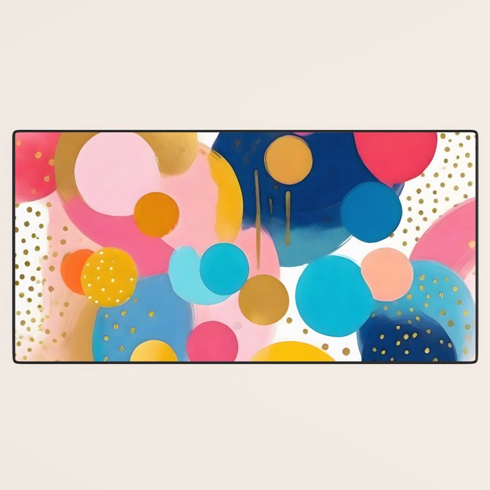 Good Days, Fun Abstract Celebration, Happiness Enjoy Confetti Party, Celebrate Polka Dots Shapes Random Quirky, Eclectic Bohemian Contemporary Desk Mat Gallery Image 3