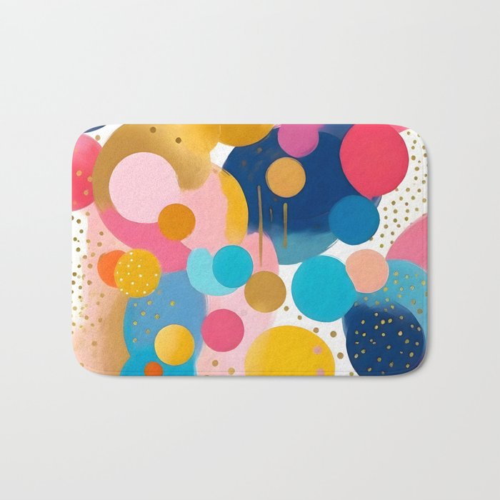 Good Days, Fun Abstract Celebration, Happiness Enjoy Confetti Party, Celebrate Polka Dots Shapes Random Quirky, Eclectic Bohemian Contemporary Bath Mat Gallery Image 1