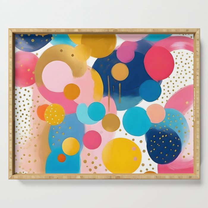 Good Days, Fun Abstract Celebration, Happiness Enjoy Confetti Party, Celebrate Polka Dots Shapes Random Quirky, Eclectic Bohemian Contemporary Serving Tray Gallery Image 1