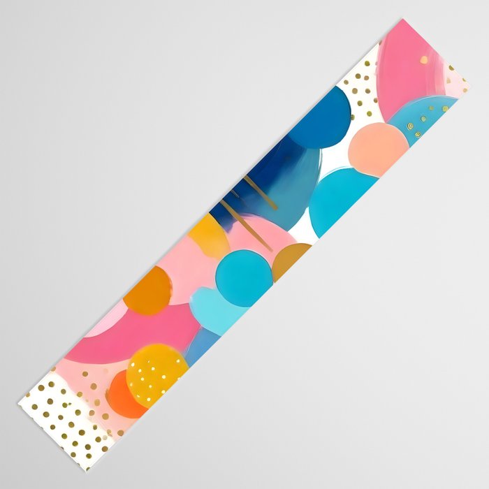 Good Days, Fun Abstract Celebration, Happiness Enjoy Confetti Party, Celebrate Polka Dots Shapes Random Quirky, Eclectic Bohemian Contemporary Table Runner Gallery Image 3