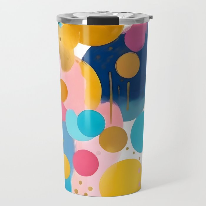 Good Days, Fun Abstract Celebration, Happiness Enjoy Confetti Party, Celebrate Polka Dots Shapes Random Quirky, Eclectic Bohemian Contemporary Travel Mug Gallery Image 1