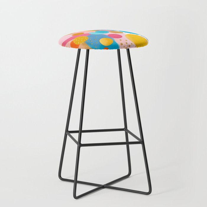 Good Days, Fun Abstract Celebration, Happiness Enjoy Confetti Party, Celebrate Polka Dots Shapes Random Quirky, Eclectic Bohemian Contemporary Stool Gallery Image 1
