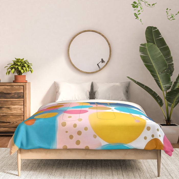 Good Days, Fun Abstract Celebration, Happiness Enjoy Confetti Party, Celebrate Polka Dots Shapes Random Quirky, Eclectic Bohemian Contemporary Comforter Gallery Image 3