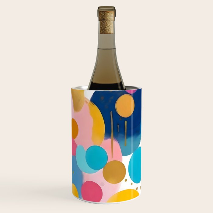 Good Days, Fun Abstract Celebration, Happiness Enjoy Confetti Party, Celebrate Polka Dots Shapes Random Quirky, Eclectic Bohemian Contemporary Wine Chiller Gallery Image 1