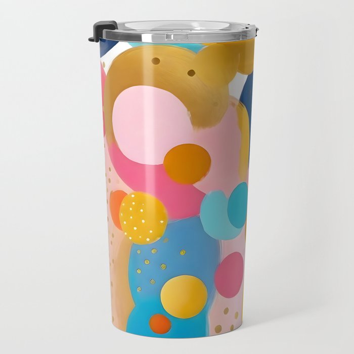 Good Days, Fun Abstract Celebration, Happiness Enjoy Confetti Party, Celebrate Polka Dots Shapes Random Quirky, Eclectic Bohemian Contemporary Travel Mug Gallery Image 3