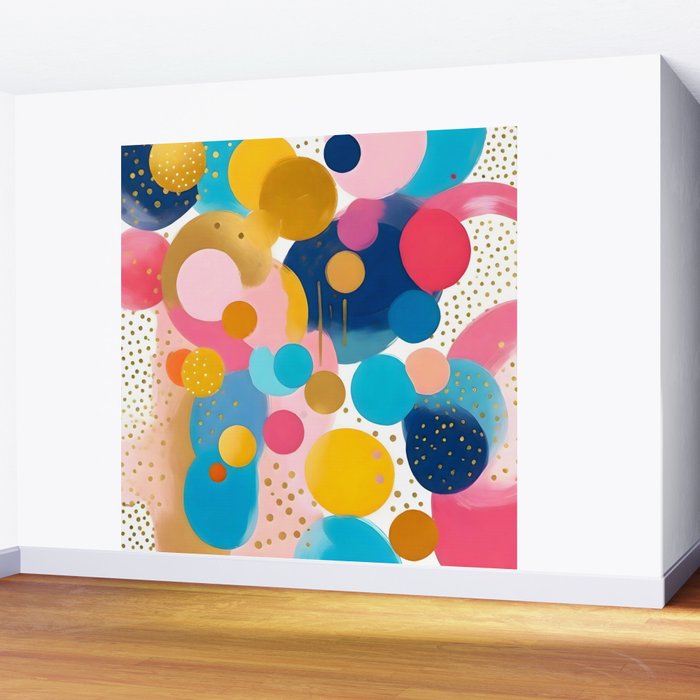 Good Days, Fun Abstract Celebration, Happiness Enjoy Confetti Party, Celebrate Polka Dots Shapes Random Quirky, Eclectic Bohemian Contemporary Wall Mural Gallery Image 2