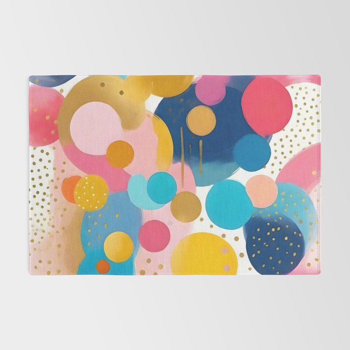 Good Days, Fun Abstract Celebration, Happiness Enjoy Confetti Party, Celebrate Polka Dots Shapes Random Quirky, Eclectic Bohemian Contemporary Rug Gallery Image 2
