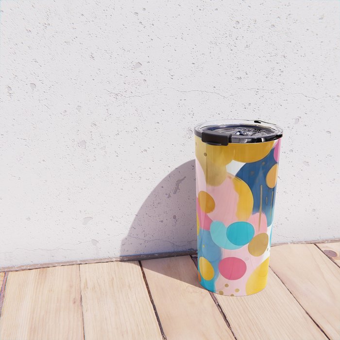 Good Days, Fun Abstract Celebration, Happiness Enjoy Confetti Party, Celebrate Polka Dots Shapes Random Quirky, Eclectic Bohemian Contemporary Travel Mug Gallery Image 4
