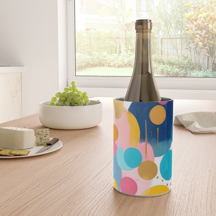 Good Days, Fun Abstract Celebration, Happiness Enjoy Confetti Party, Celebrate Polka Dots Shapes Random Quirky, Eclectic Bohemian Contemporary Wine Chiller Gallery Image 4