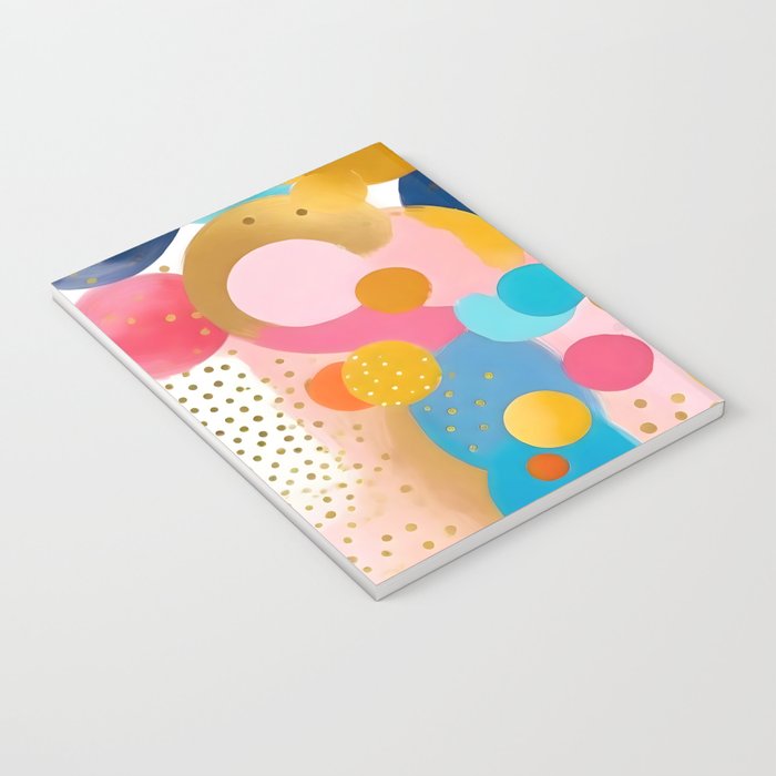 Good Days, Fun Abstract Celebration, Happiness Enjoy Confetti Party, Celebrate Polka Dots Shapes Random Quirky, Eclectic Bohemian Contemporary Notebook Gallery Image 3