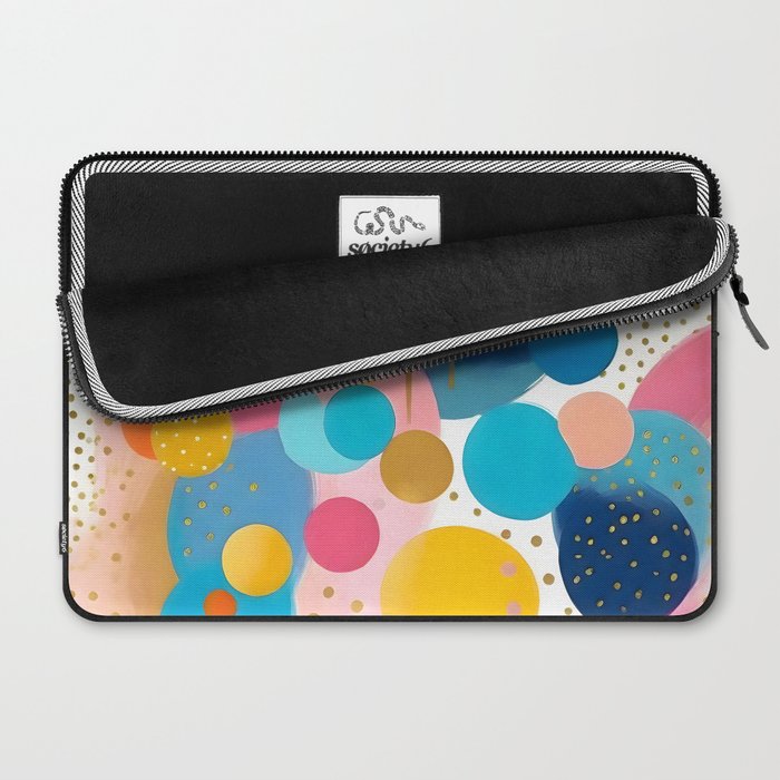 Good Days, Fun Abstract Celebration, Happiness Enjoy Confetti Party, Celebrate Polka Dots Shapes Random Quirky, Eclectic Bohemian Contemporary Laptop Sleeve Gallery Image 2