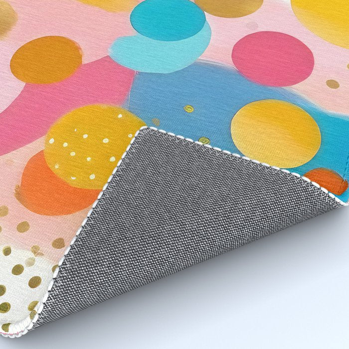 Good Days, Fun Abstract Celebration, Happiness Enjoy Confetti Party, Celebrate Polka Dots Shapes Random Quirky, Eclectic Bohemian Contemporary Rug Gallery Image 4