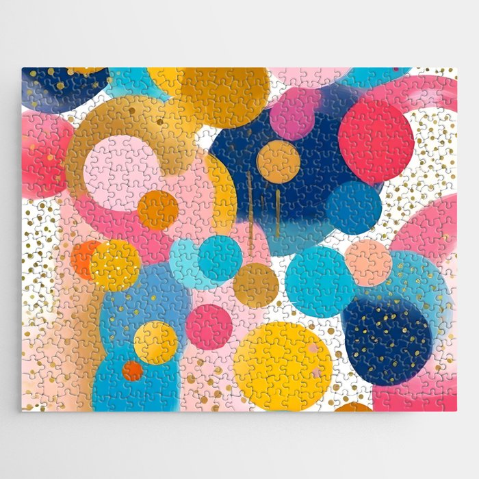 Good Days, Fun Abstract Celebration, Happiness Enjoy Confetti Party, Celebrate Polka Dots Shapes Random Quirky, Eclectic Bohemian Contemporary Jigsaw Puzzle Gallery Image 1