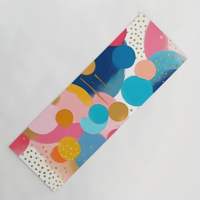 Good Days, Fun Abstract Celebration, Happiness Enjoy Confetti Party, Celebrate Polka Dots Shapes Random Quirky, Eclectic Bohemian Contemporary Yoga Mat Gallery Image 1