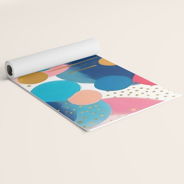 Good Days, Fun Abstract Celebration, Happiness Enjoy Confetti Party, Celebrate Polka Dots Shapes Random Quirky, Eclectic Bohemian Contemporary Yoga Mat Gallery Image 2