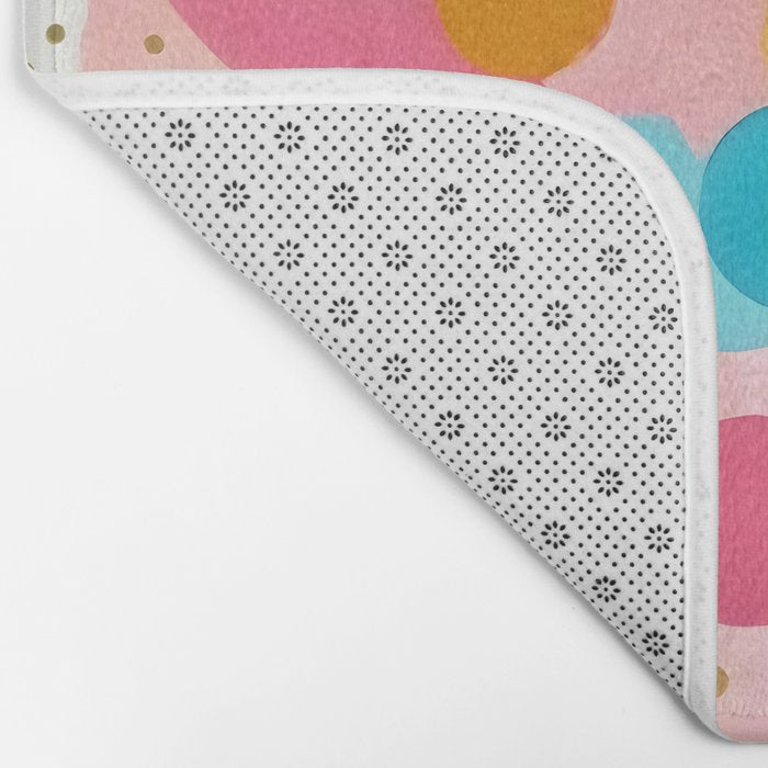 Good Days, Fun Abstract Celebration, Happiness Enjoy Confetti Party, Celebrate Polka Dots Shapes Random Quirky, Eclectic Bohemian Contemporary Bath Mat Gallery Image 2