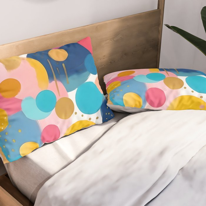 Good Days, Fun Abstract Celebration, Happiness Enjoy Confetti Party, Celebrate Polka Dots Shapes Random Quirky, Eclectic Bohemian Contemporary Pillow Sham Gallery Image 2