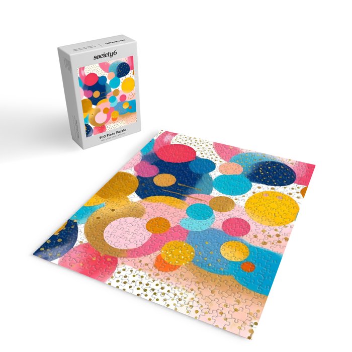 Good Days, Fun Abstract Celebration, Happiness Enjoy Confetti Party, Celebrate Polka Dots Shapes Random Quirky, Eclectic Bohemian Contemporary Jigsaw Puzzle Gallery Image 2